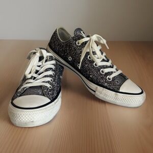 Converse CTAS 0X Black/Egret Women's Glitter Sneakers Sz 7